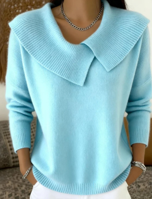 💥 Winter Best-selling  - ❄️ Stylish retro 80s style sweater with a fold-over collar, creating a slimming effect
