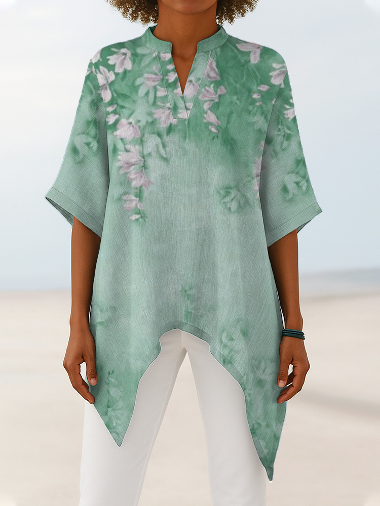 Women's Vintage Floral Print V Neck Dress