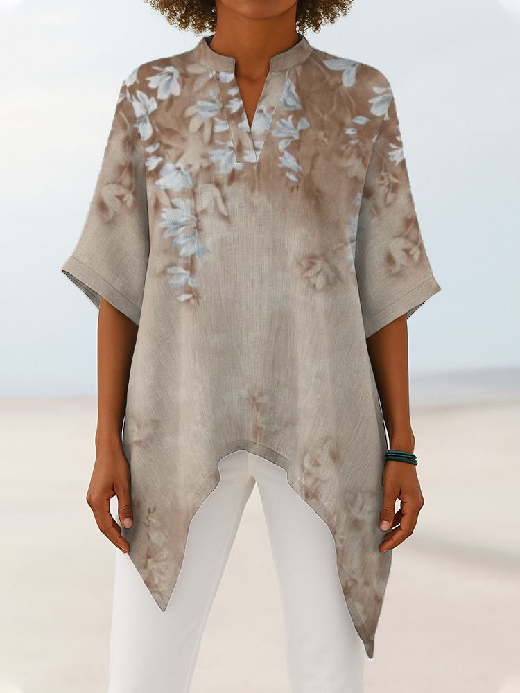 Women's Vintage Floral Print V Neck Dress