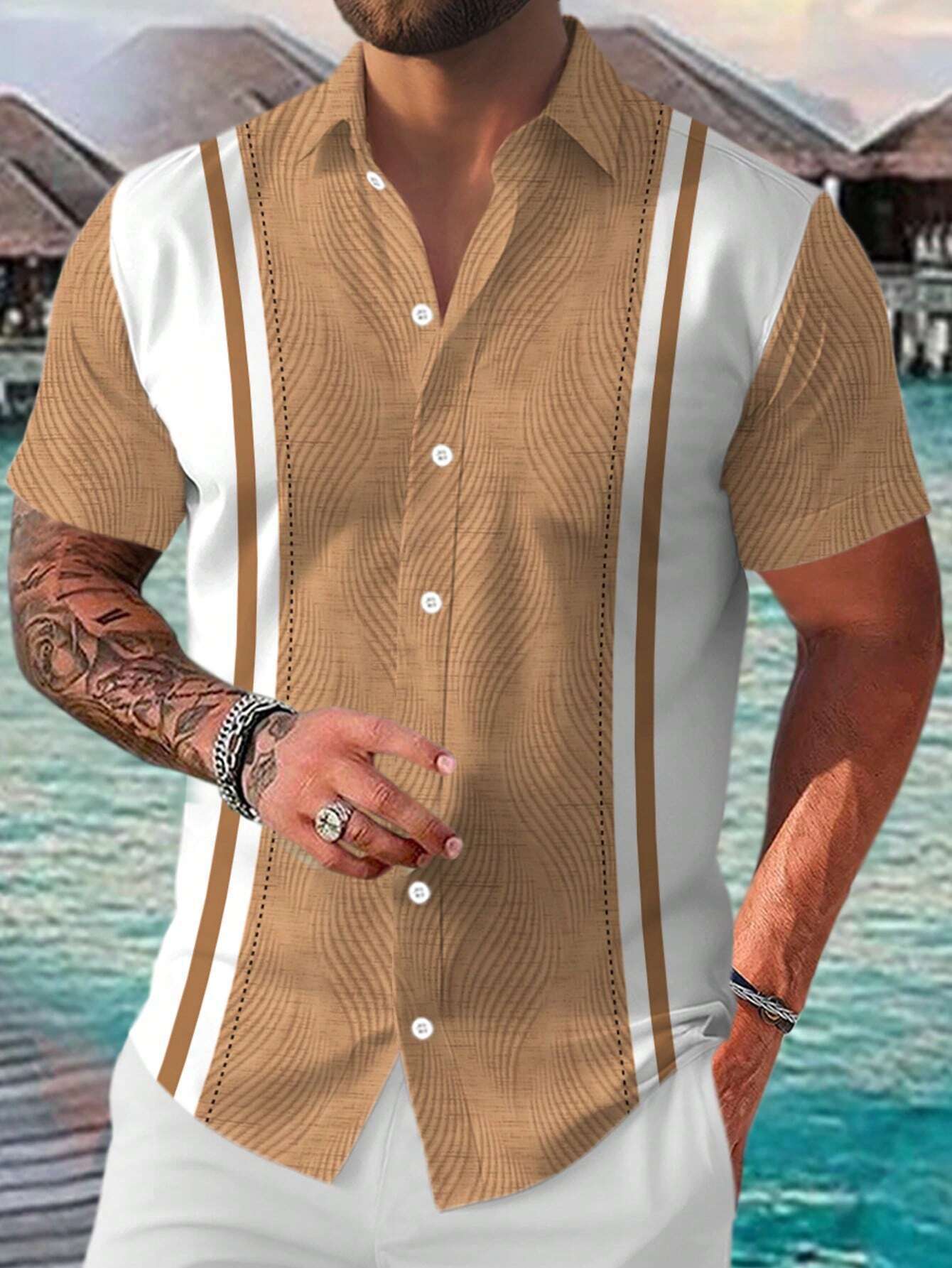 Men's casual short-sleeved shirt