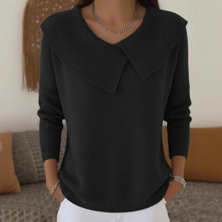💥 Winter Best-selling  - ❄️ Stylish retro 80s style sweater with a fold-over collar, creating a slimming effect