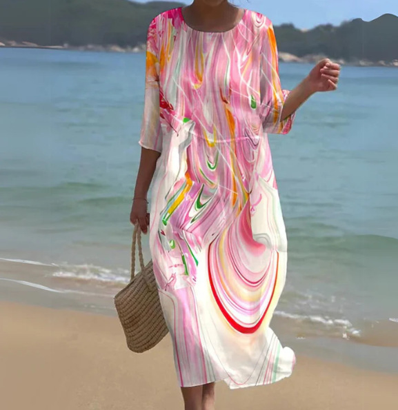 Women's Abstract Art Print Elegant Dress - Series3