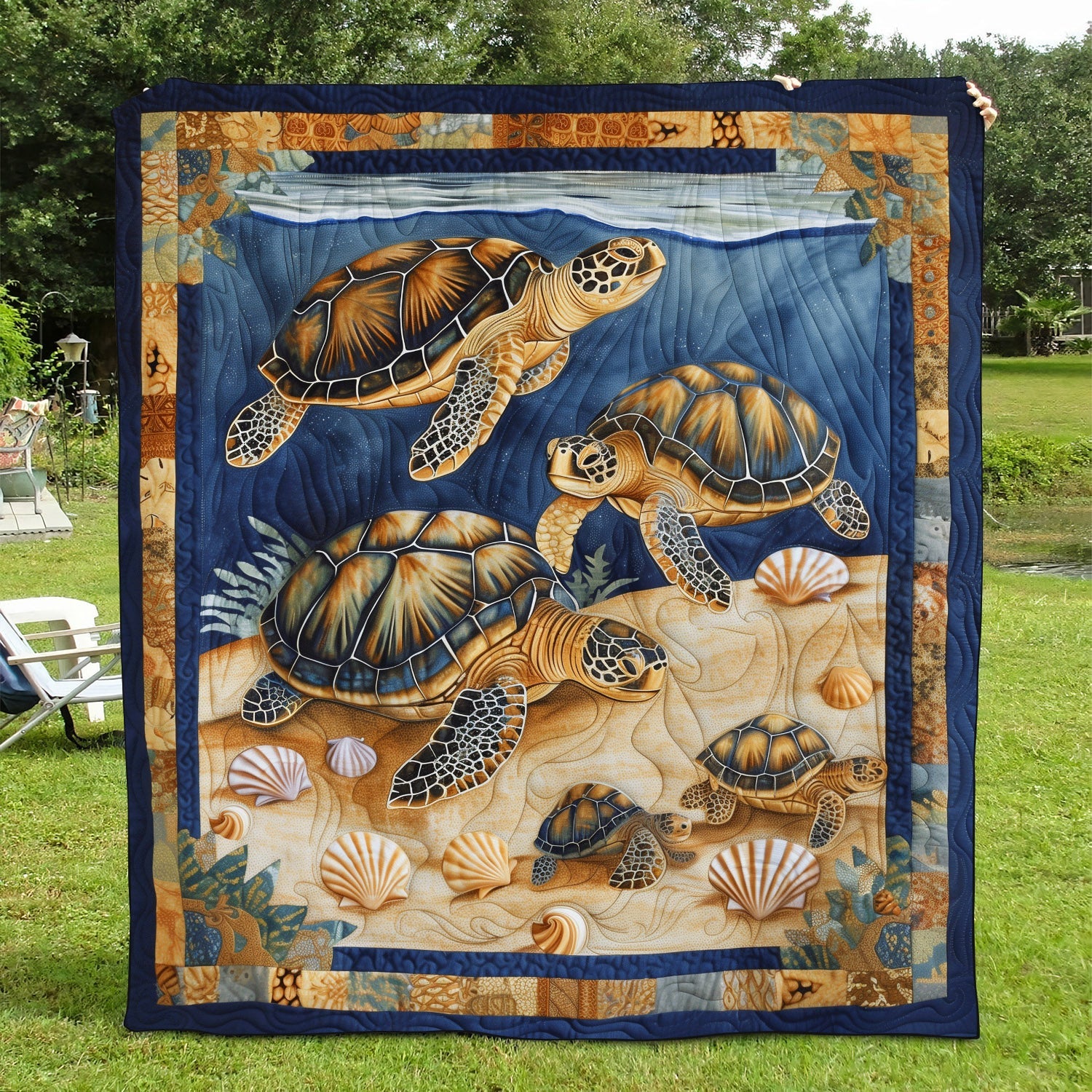Sea Turtle Cove Quilted Blanket NCU0TH1177