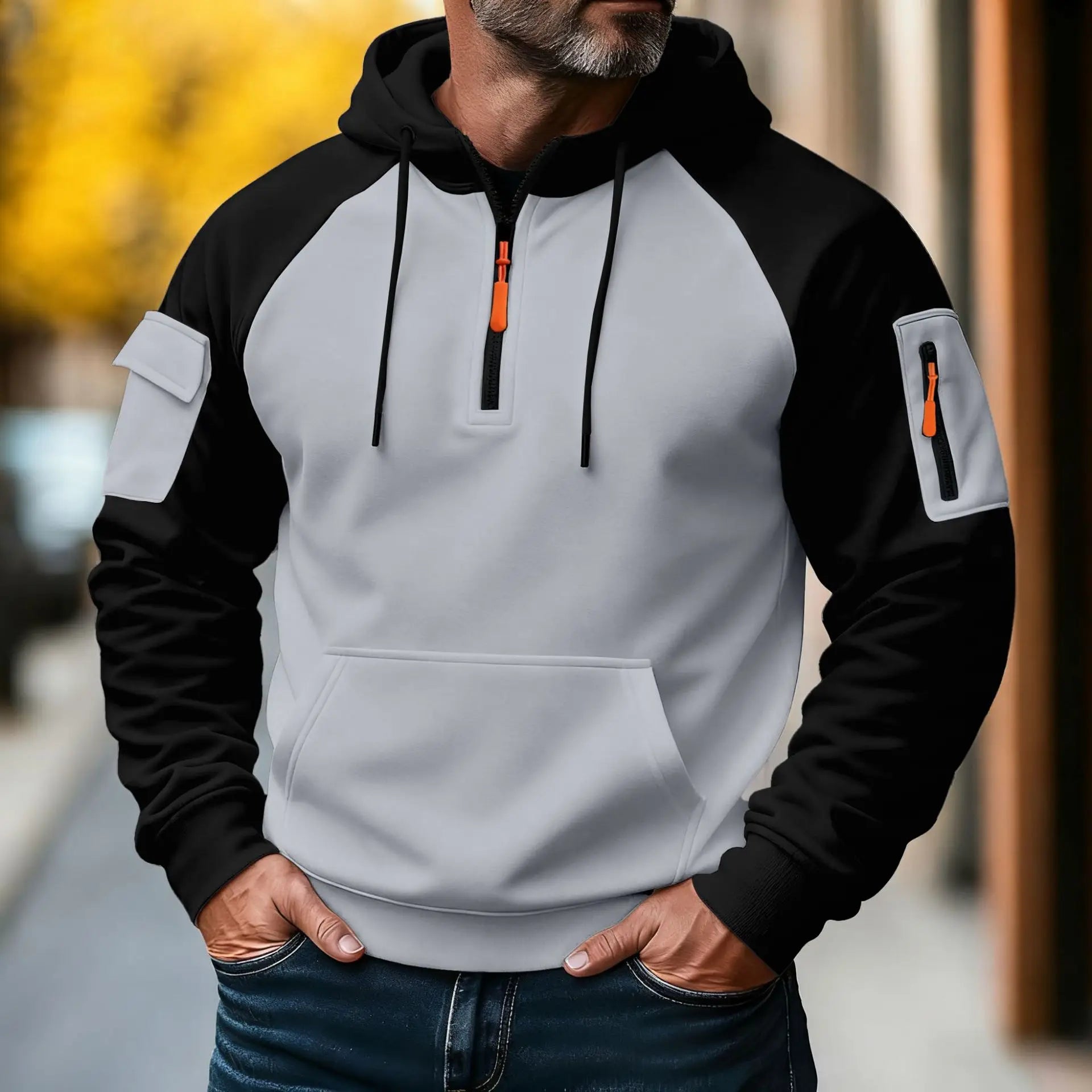 Men's autumn/winter zip-up hooded sweatshirt