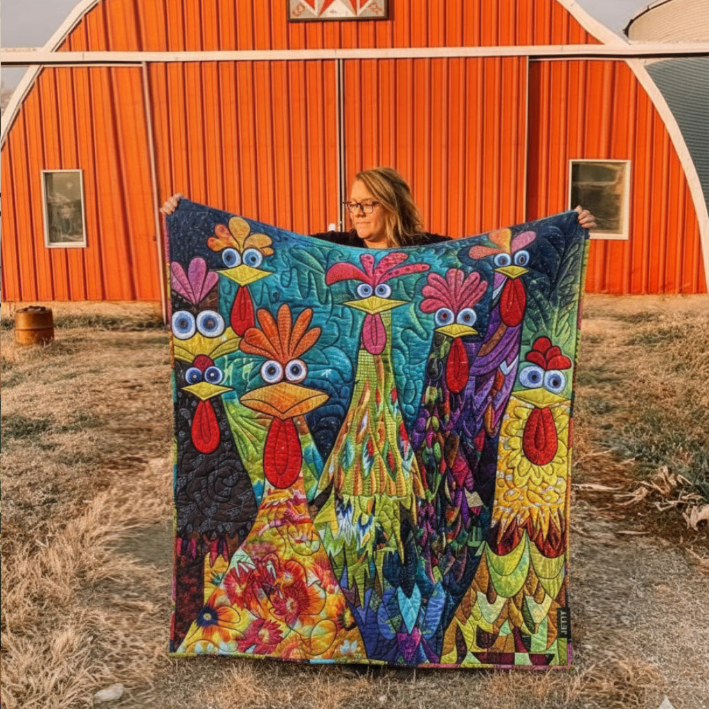 Whimsical Chickens Quilted Blanket NCU0PT040