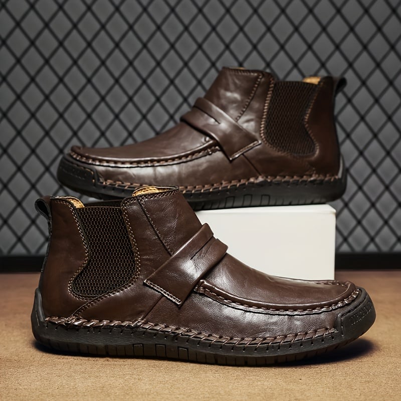 Men's Chelsea Boots, Comfy Non Slip Boots Dress Boots Casual Ankle Boots High-top Slip On Dress Shoes