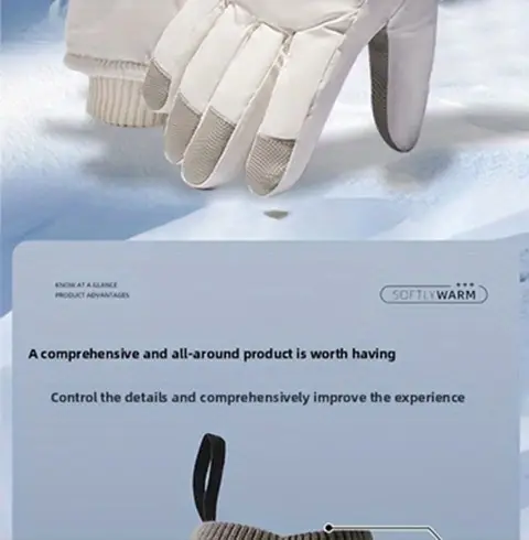 winter skihandschoenen voor heren, warme sneeuwhandschoenen, dik voor buitensporten,   tegen regen en sneeuw, gemakkelijk schoon te maken, hoogwaardige skispullen, pluche, koubestendig Productgegevens 2