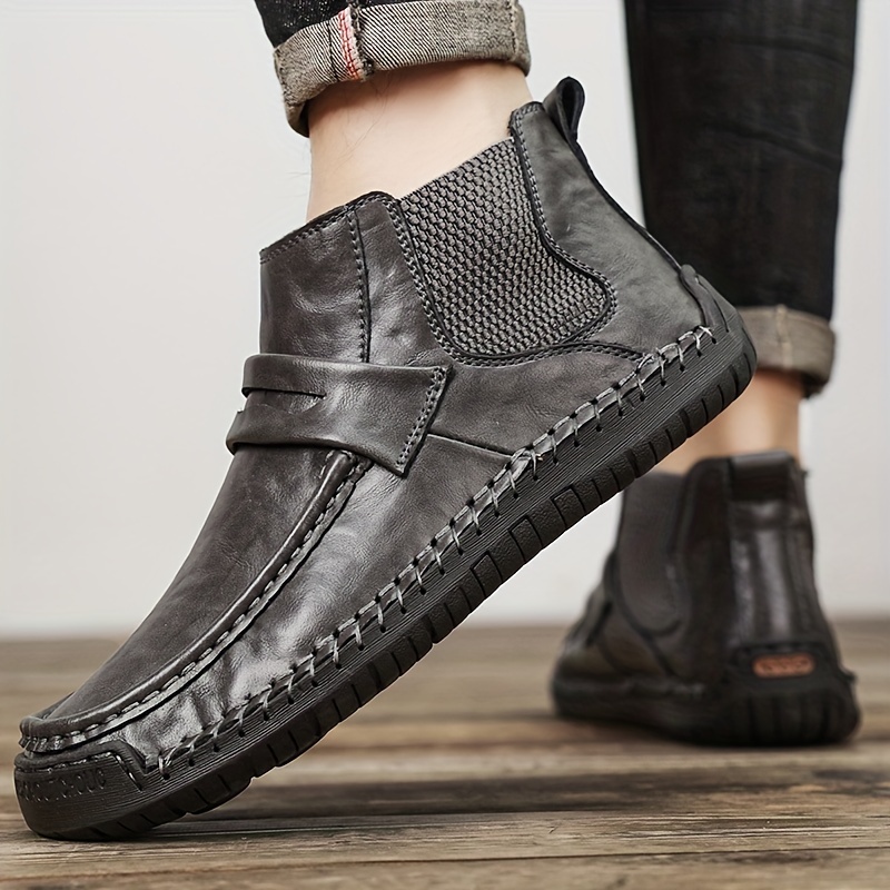 Men's Chelsea Boots, Comfy Non Slip Boots Dress Boots Casual Ankle Boots High-top Slip On Dress Shoes