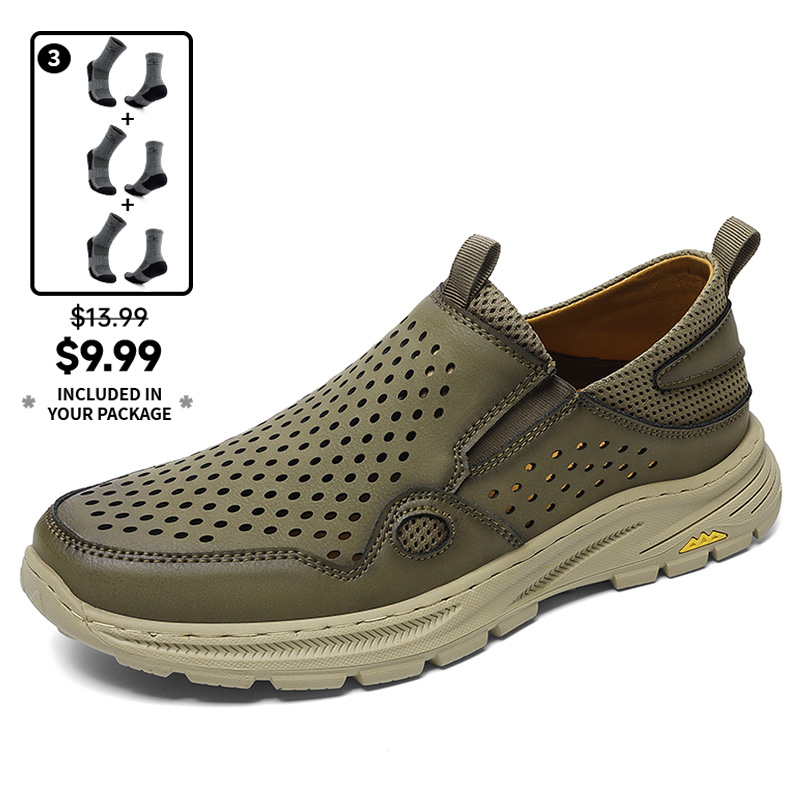 (⏰Limited Time Sale 70% OFF) Men's Orthopedic Leather Loafers - Comfortable Orthopedic Wide Toe Arch Support - Quick Dry Breathable Cushioning Non-slip and Puncture Resistant