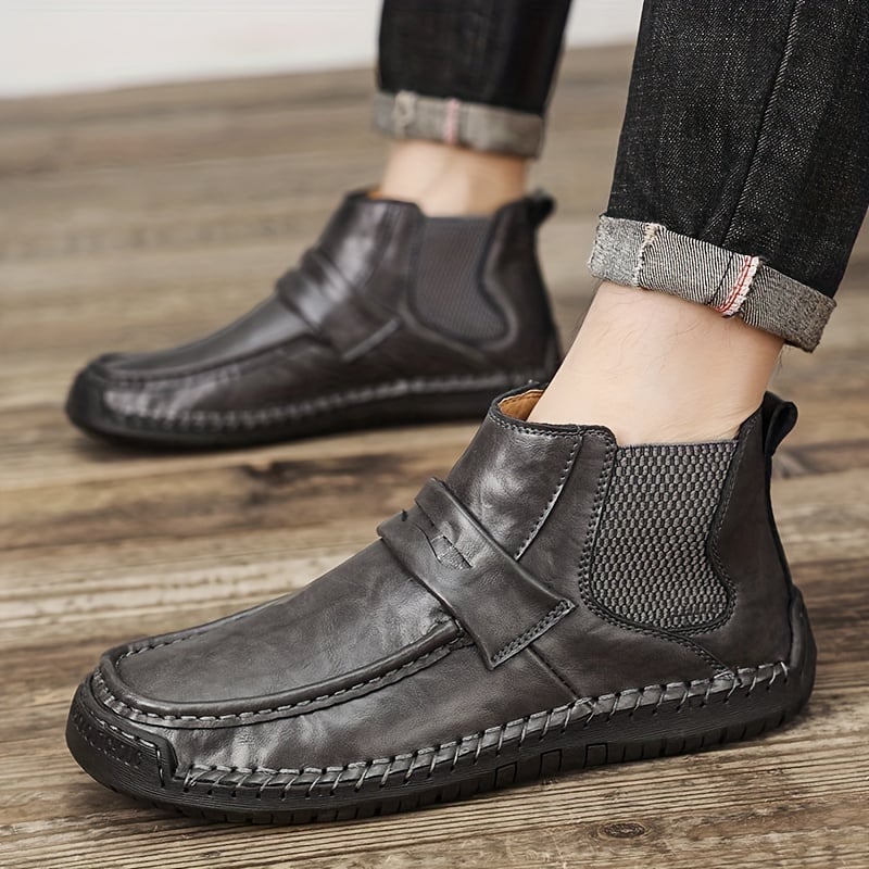 Men's Chelsea Boots, Comfy Non Slip Boots Dress Boots Casual Ankle Boots High-top Slip On Dress Shoes