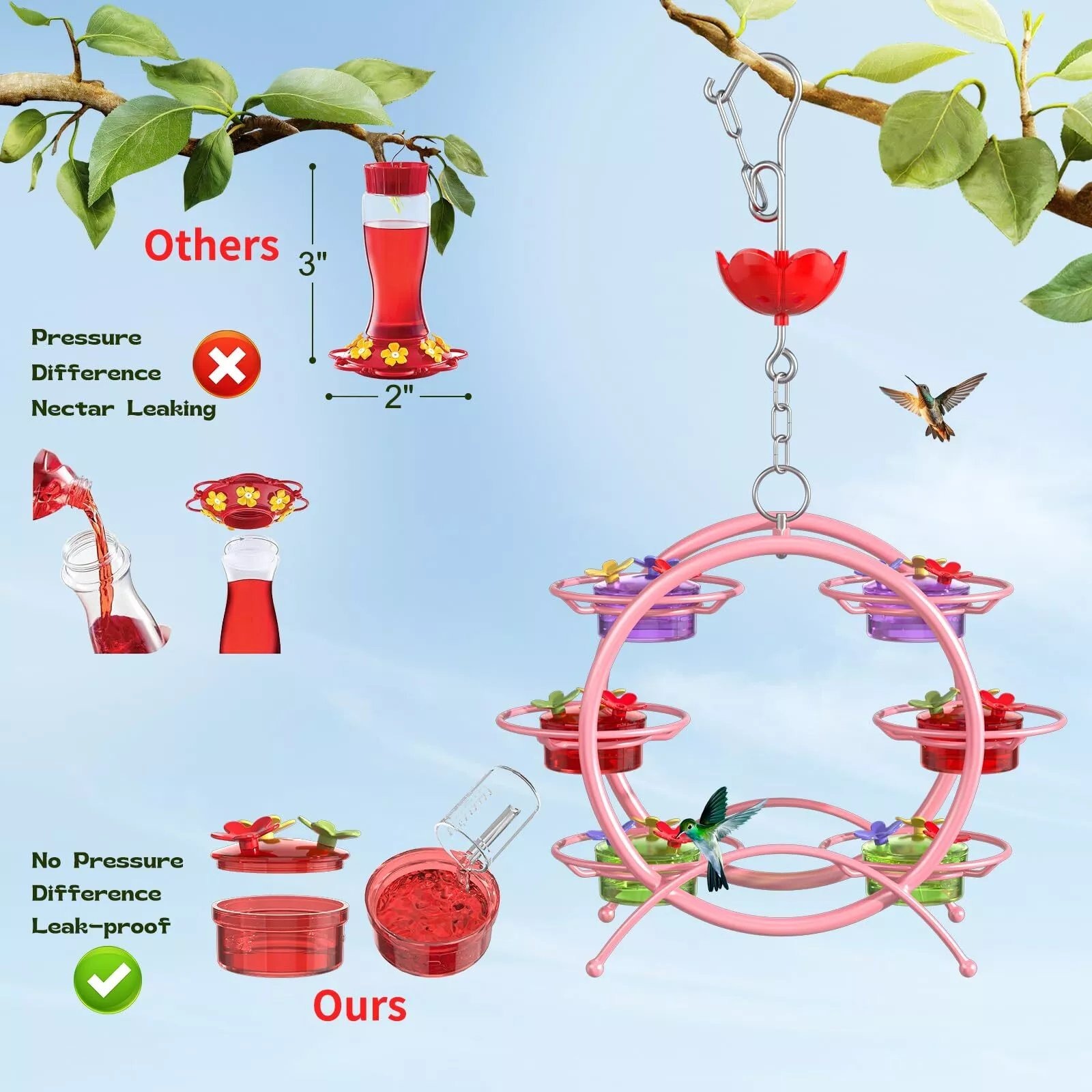 💖Hot Sale 49% OFF ✨Pinwheel-Shaped Outdoor Hummingbird Feeder