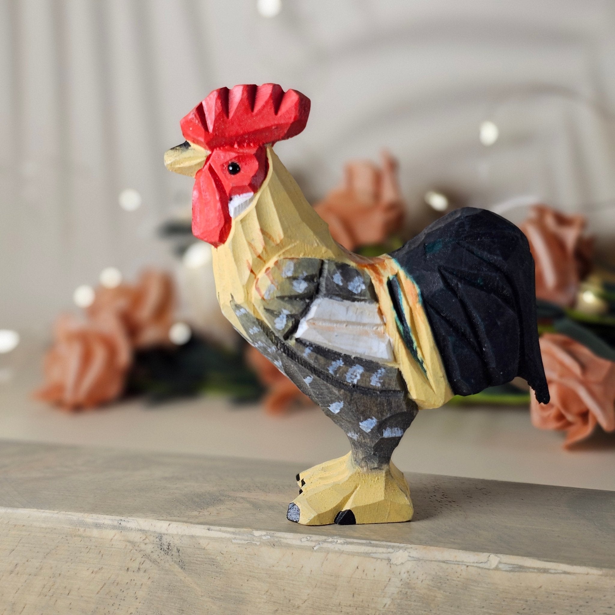 Chicken Hand-Painted Wood Figurine
