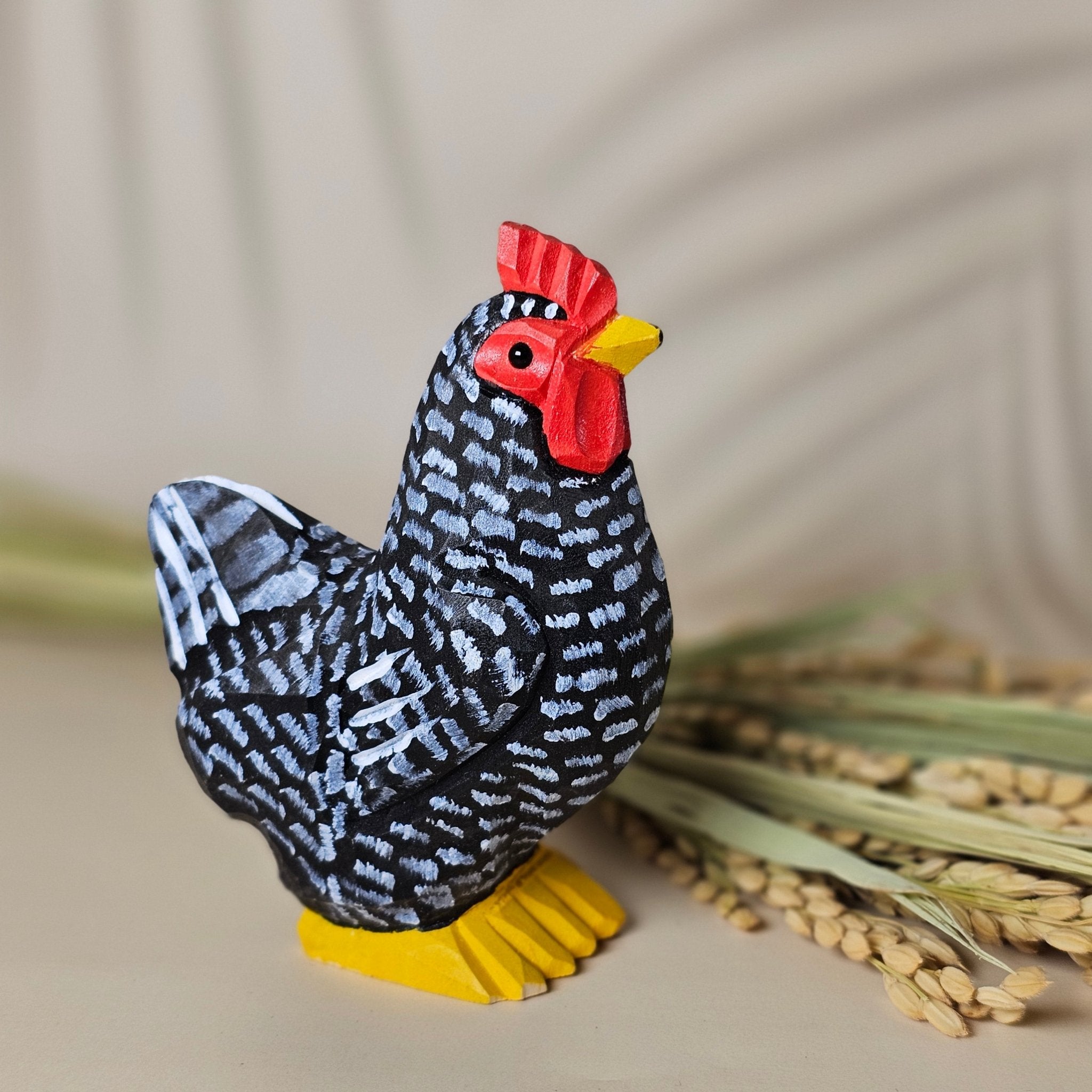 Chicken Hand-Painted Wood Figurine