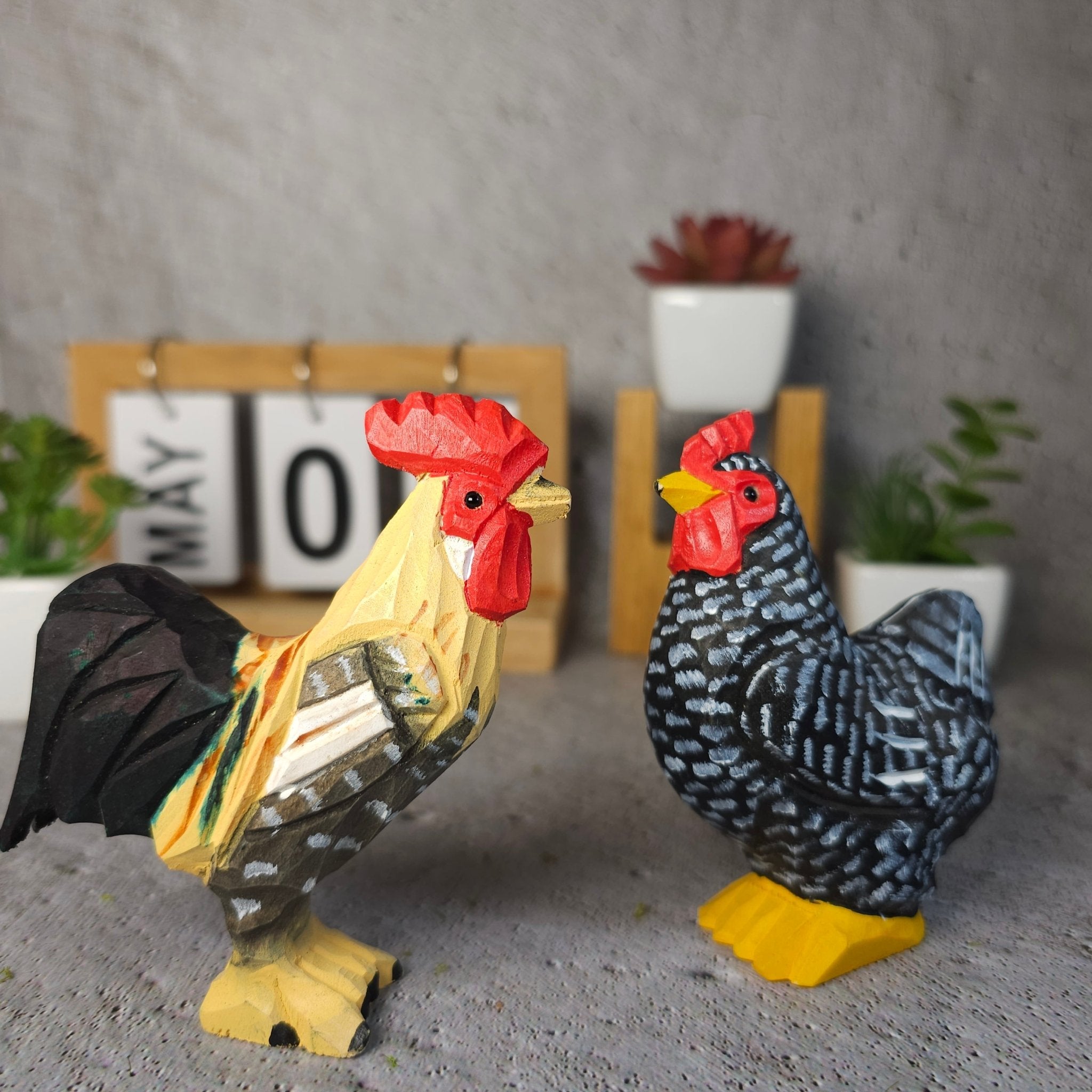 Chicken Hand-Painted Wood Figurine