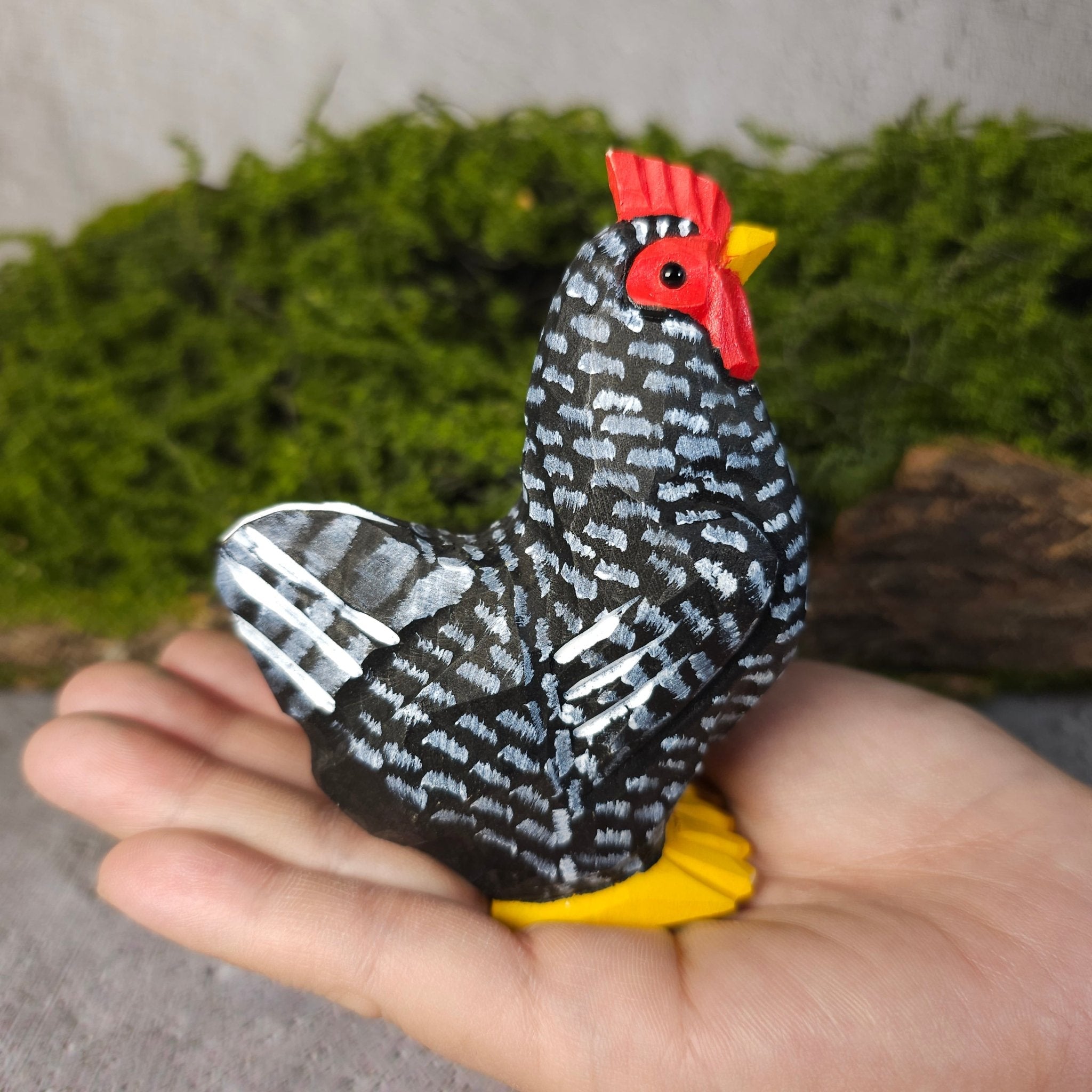 Chicken Hand-Painted Wood Figurine