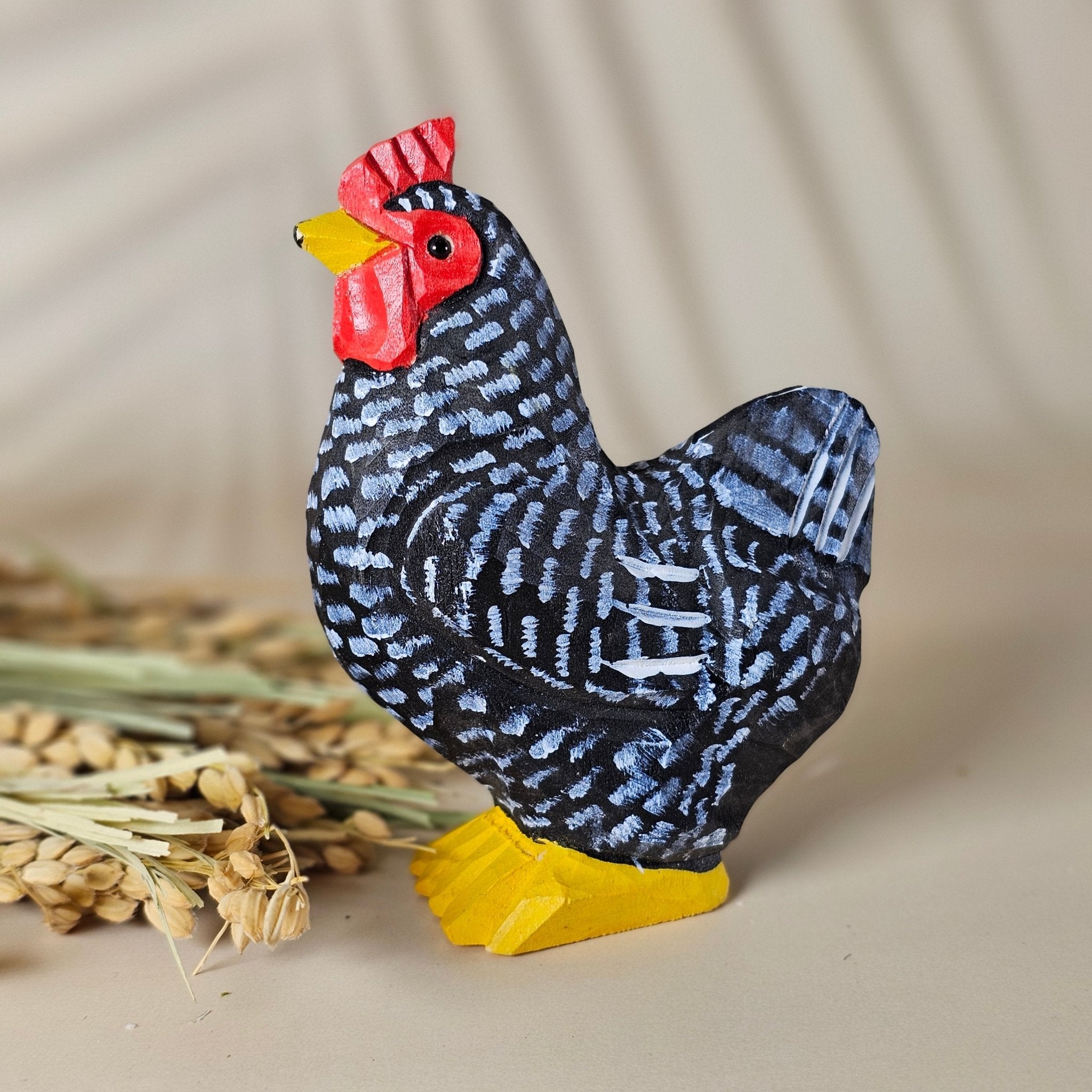 Chicken Hand-Painted Wood Figurine