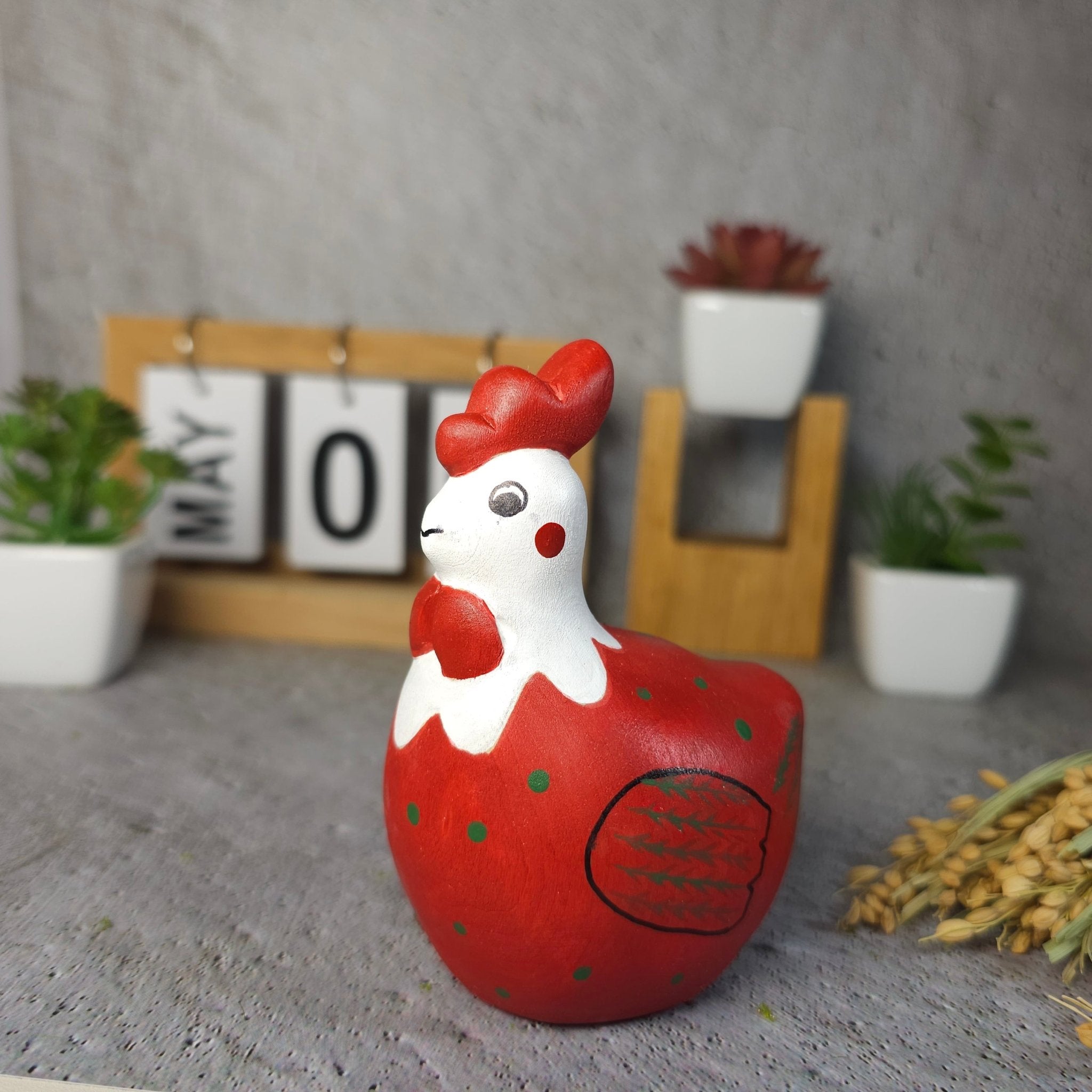 Chicken Hand-Painted Wood Figurine