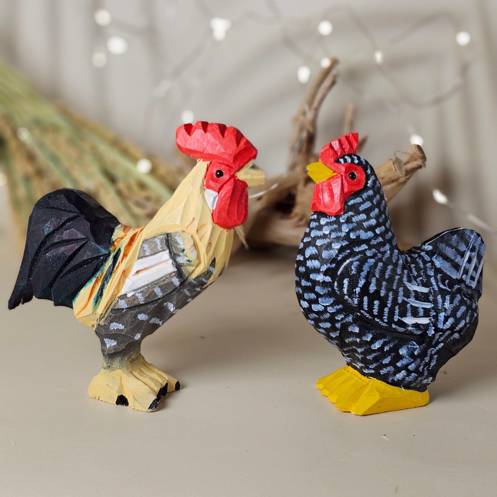 Chicken Hand-Painted Wood Figurine