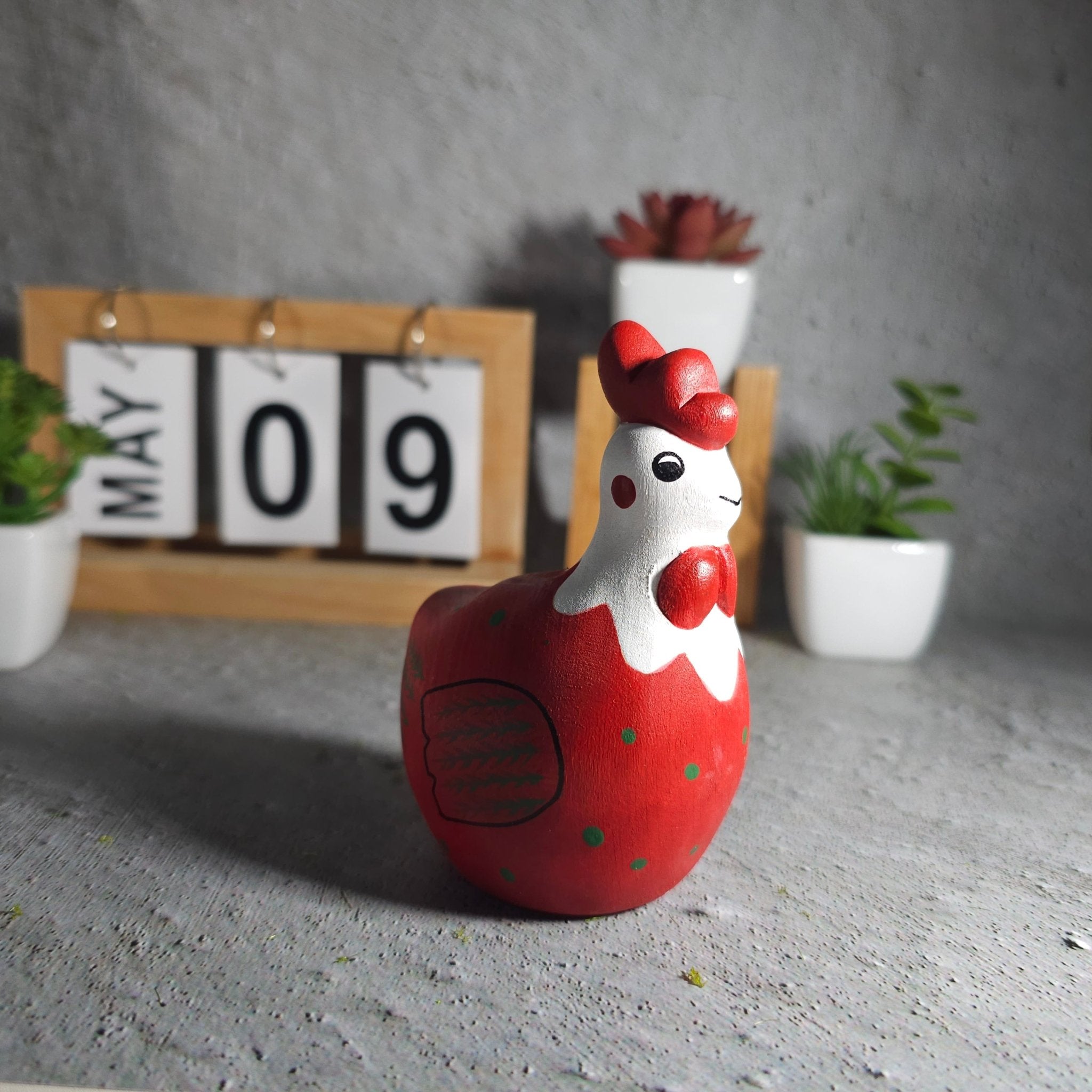 Chicken Hand-Painted Wood Figurine