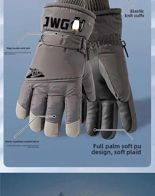 winter skihandschoenen voor heren, warme sneeuwhandschoenen, dik voor buitensporten,   tegen regen en sneeuw, gemakkelijk schoon te maken, hoogwaardige skispullen, pluche, koubestendig Productgegevens 3
