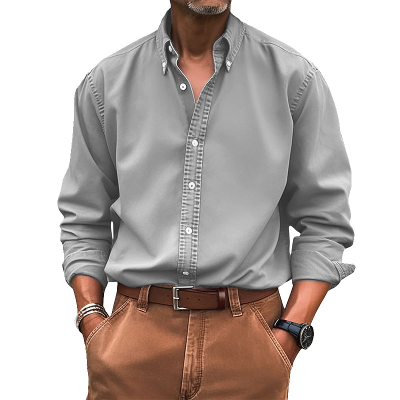 Men's Vintage Premium Washed Long Sleeve Shirt