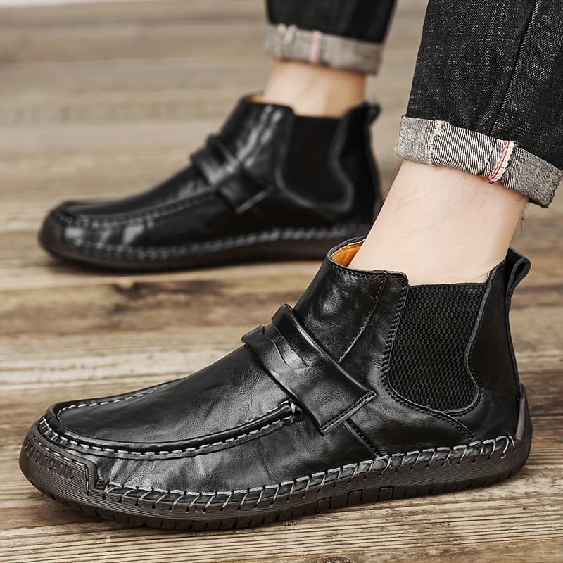Men's Chelsea Boots, Comfy Non Slip Boots Dress Boots Casual Ankle Boots High-top Slip On Dress Shoes