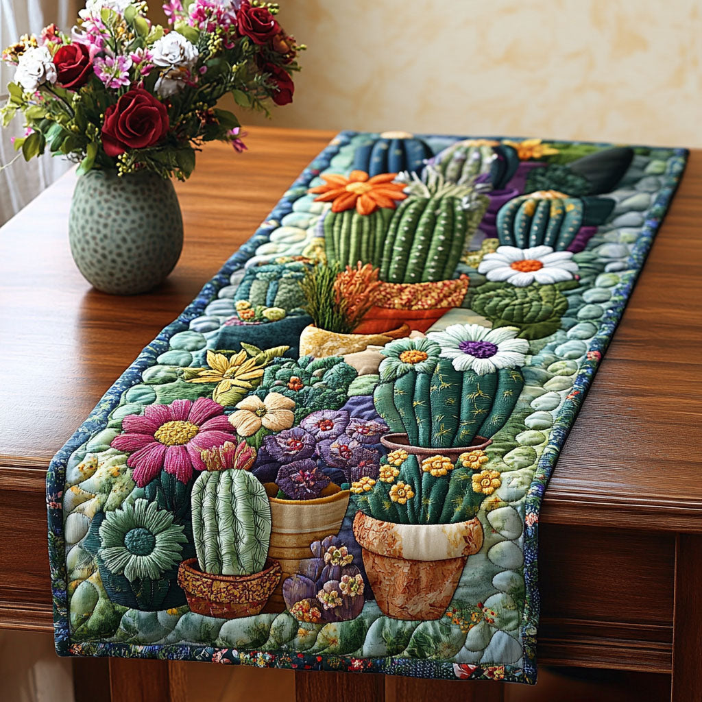 Cactus Bloom Quilted Table Runner NCU0NT3927