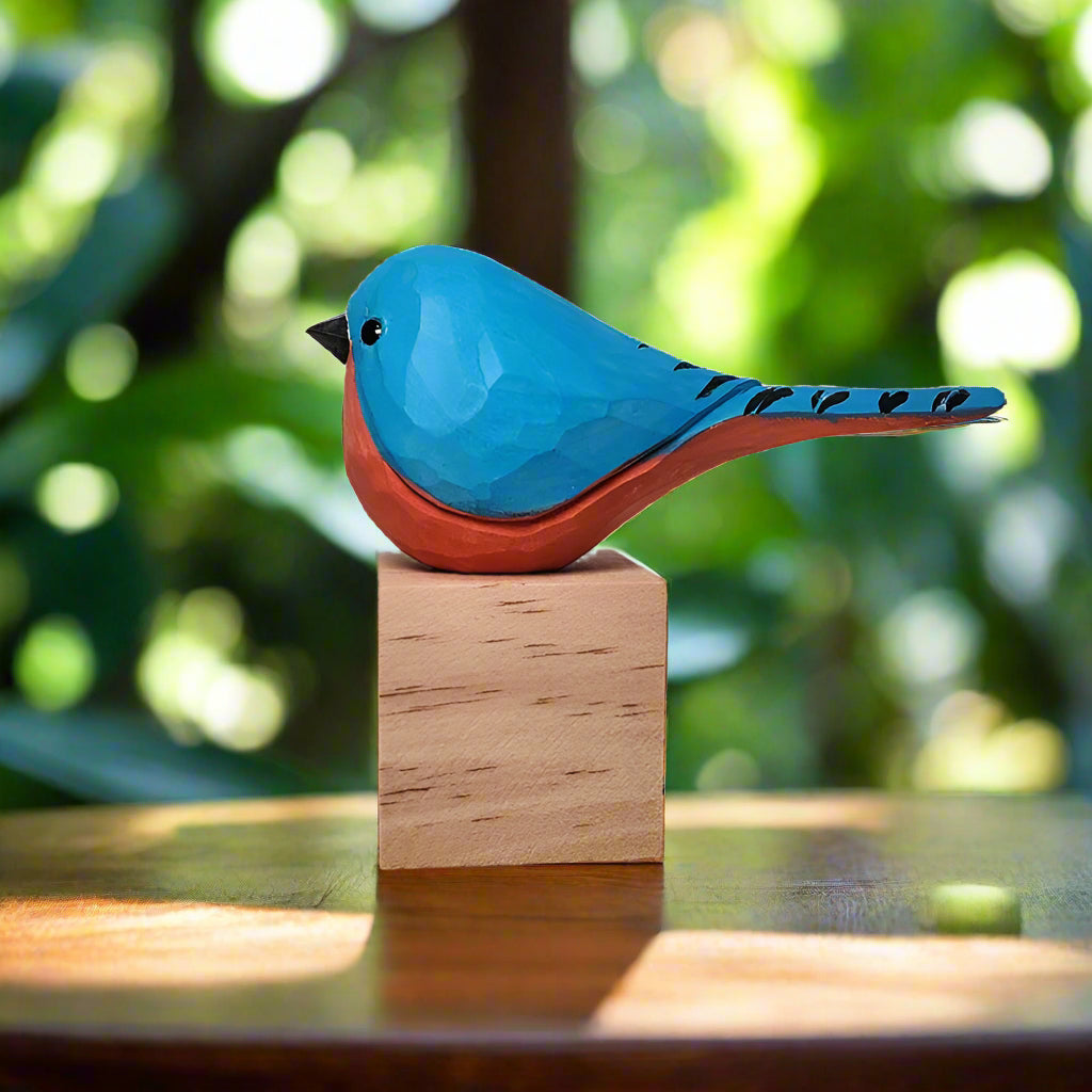 Eastern Bluebird Figurine Hand Carved Painted Wooden