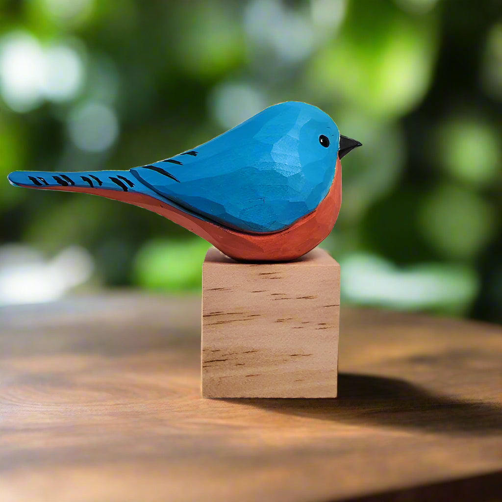 Eastern Bluebird Figurine Hand Carved Painted Wooden