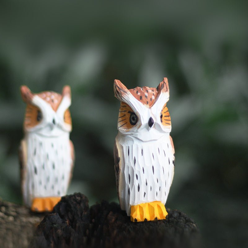 Eurasian Eagle-Owl Sculpted Hand-Painted Animal Wood Figure
