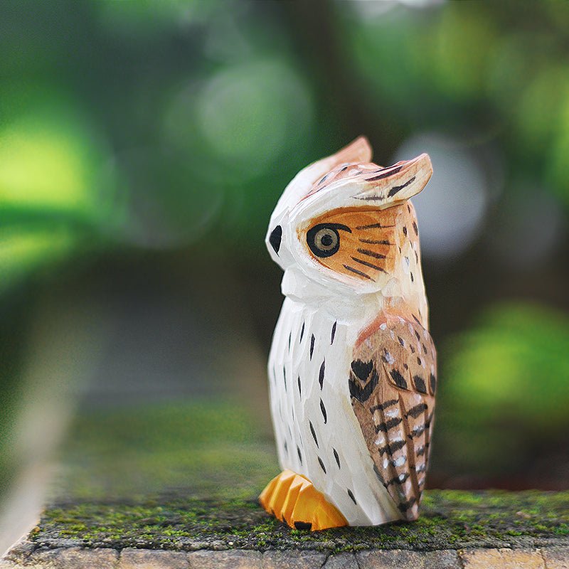 Eurasian Eagle-Owl Sculpted Hand-Painted Animal Wood Figure