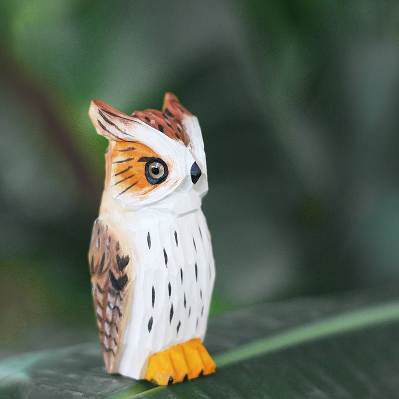 Eurasian Eagle-Owl Sculpted Hand-Painted Animal Wood Figure