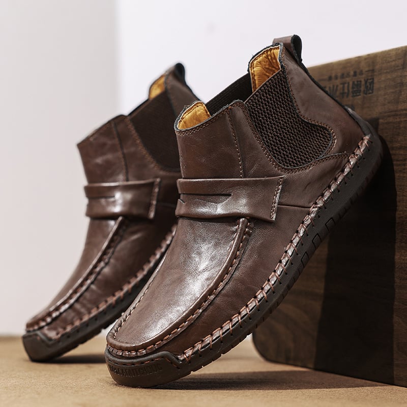 Men's Chelsea Boots, Comfy Non Slip Boots Dress Boots Casual Ankle Boots High-top Slip On Dress Shoes