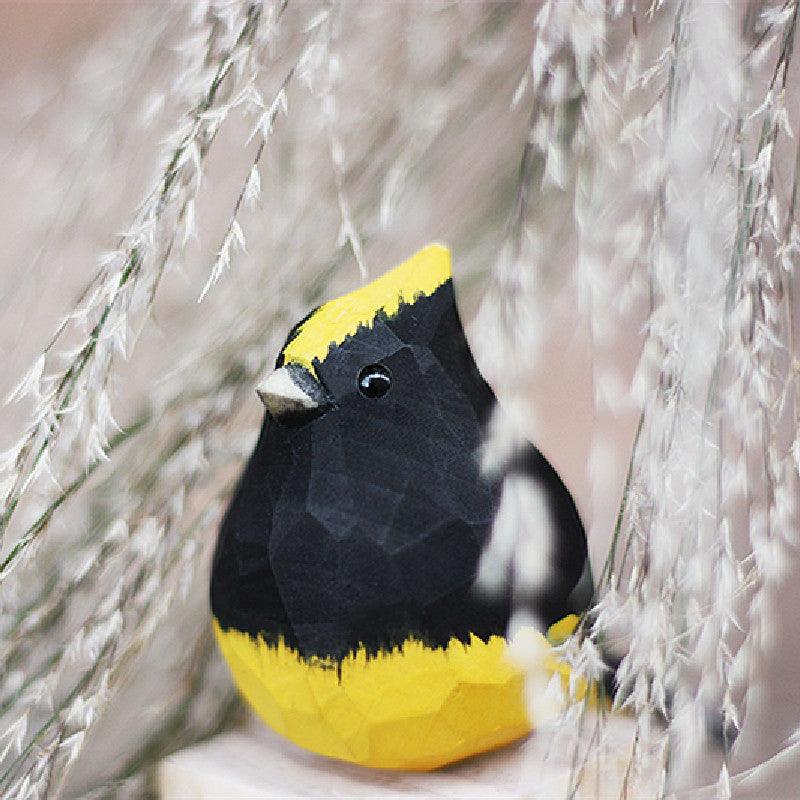 Sultan tit Bird Figurines Hand Carved Painted Wooden