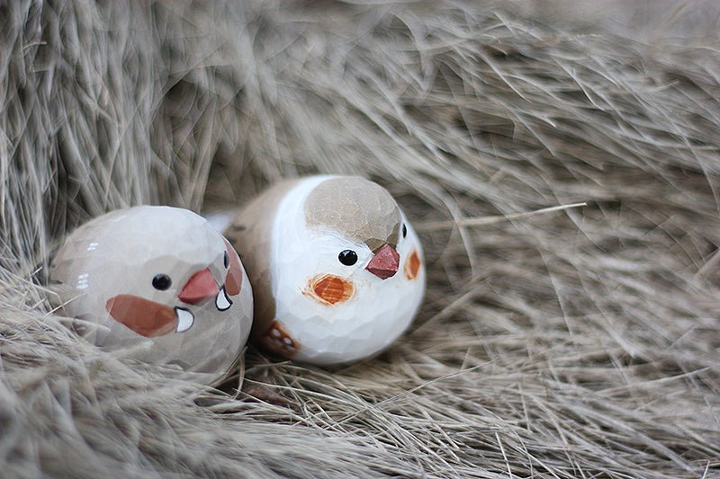 Zebra Finch Couple Figurine