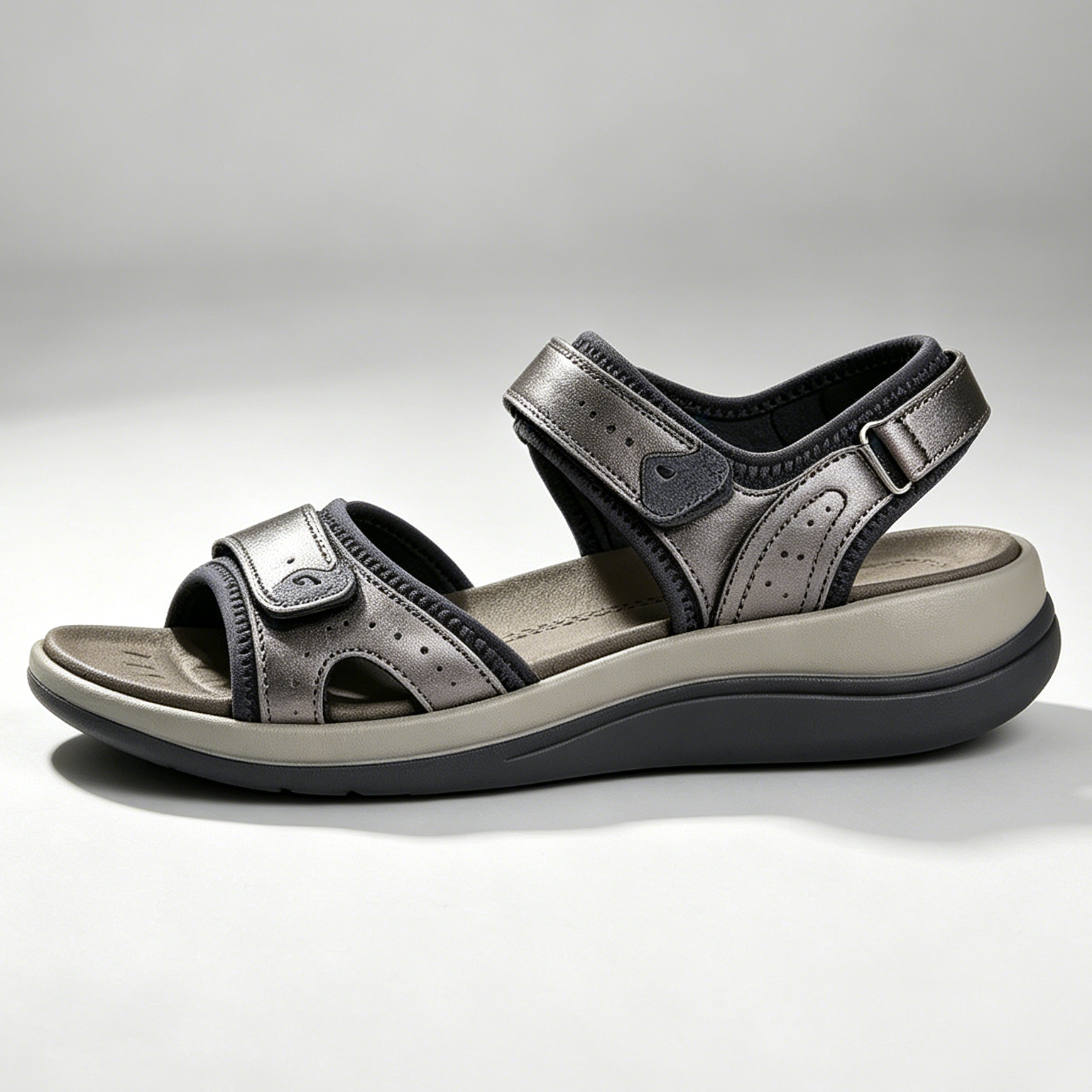 Last Day 70% OFF - Women's Casual Comfortable Leather Arch Support Flat Open Toe Velcro Sandals