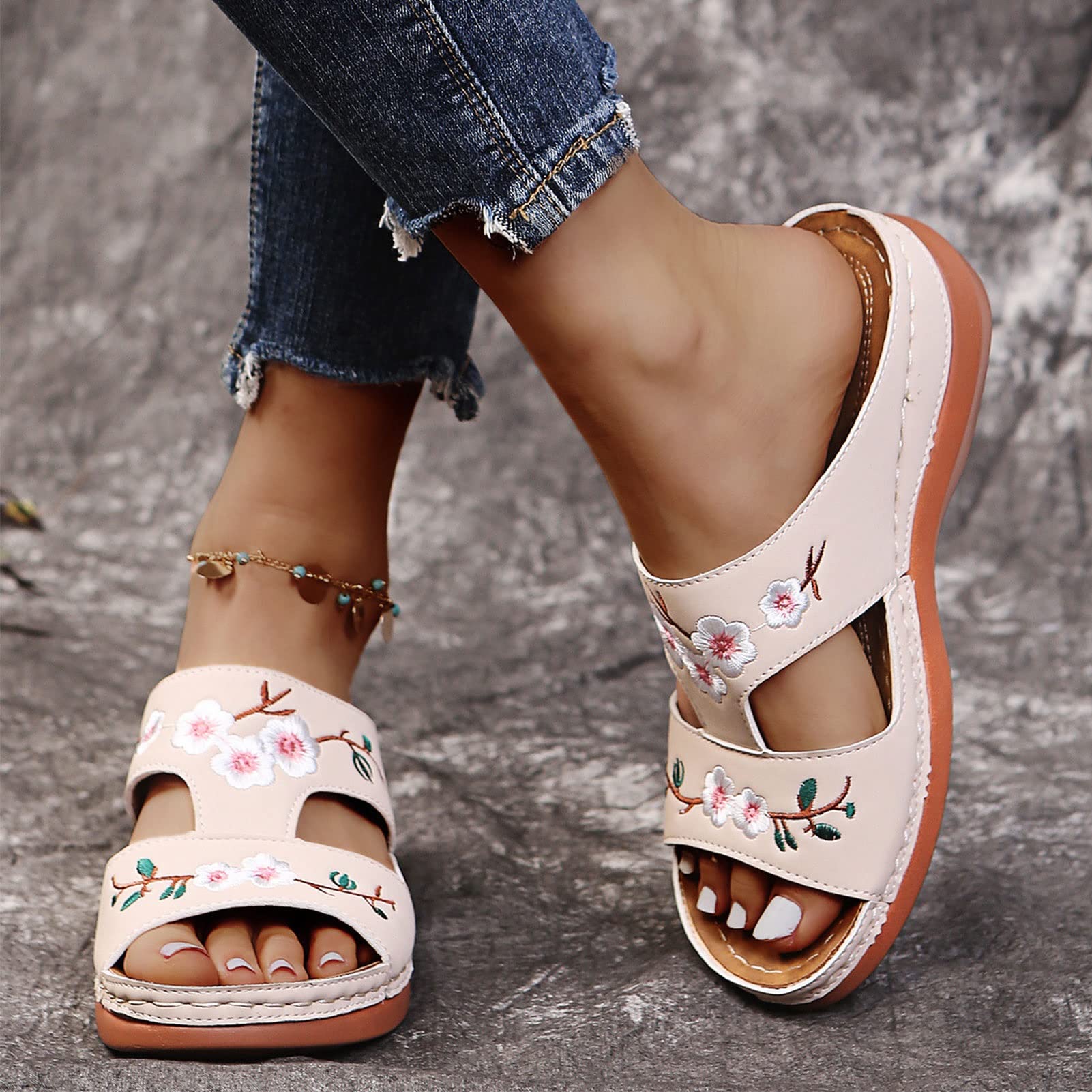 Women’s Floral Embroidered Wedge Sandals