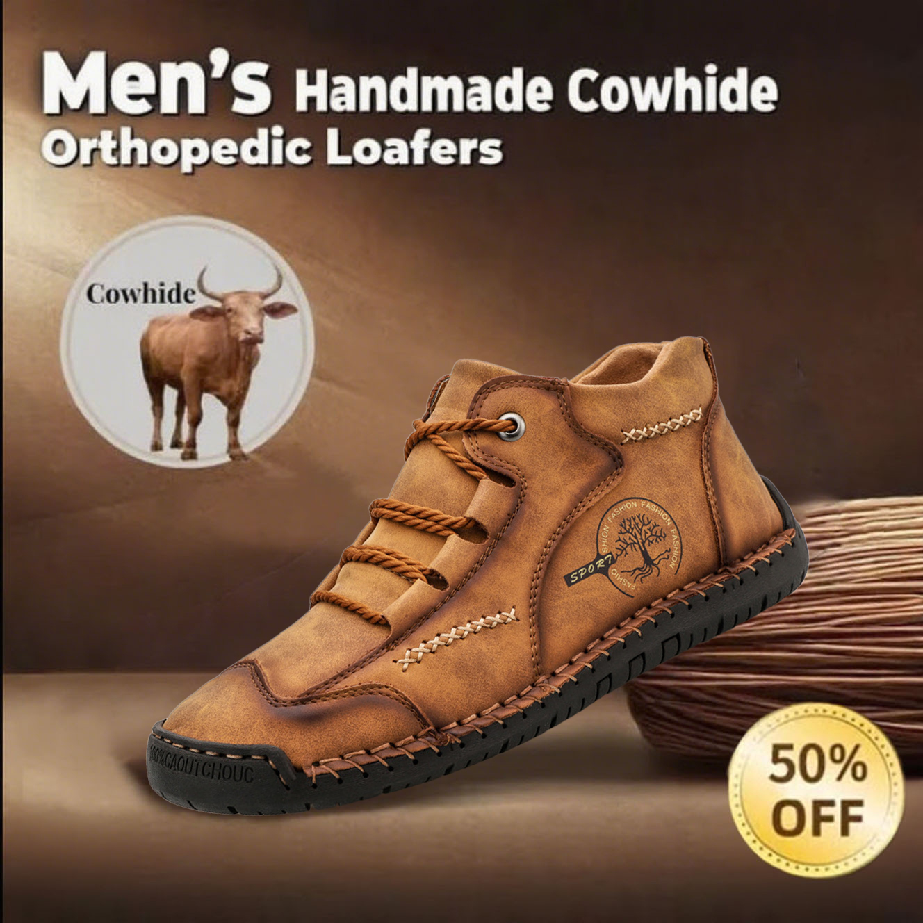 🔥Last day 70% off 🔥Men's genuine leather handmade anti-collision orthopedic loafers with corrective function