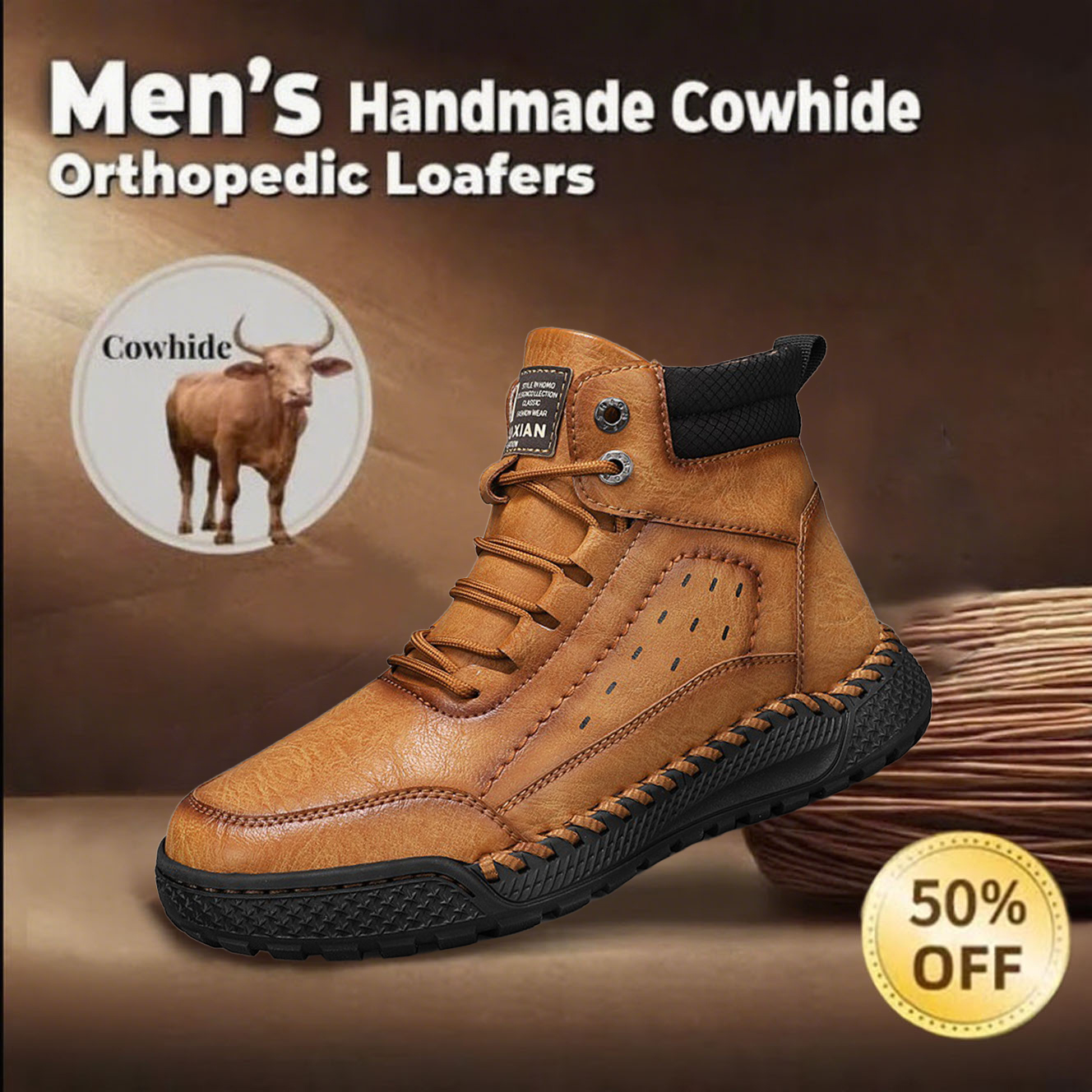 🔥50% off on new models🔥Men's handmade non-slip orthopedic shoes