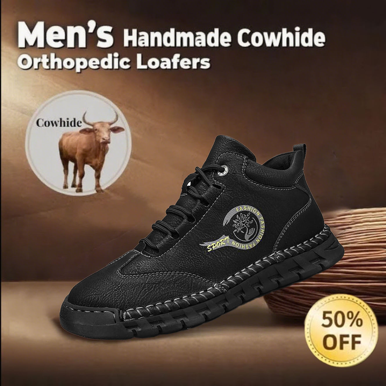 🔥Hot-selling 50% off today only🔥Men's handmade non-slip genuine leather orthopedic shoes