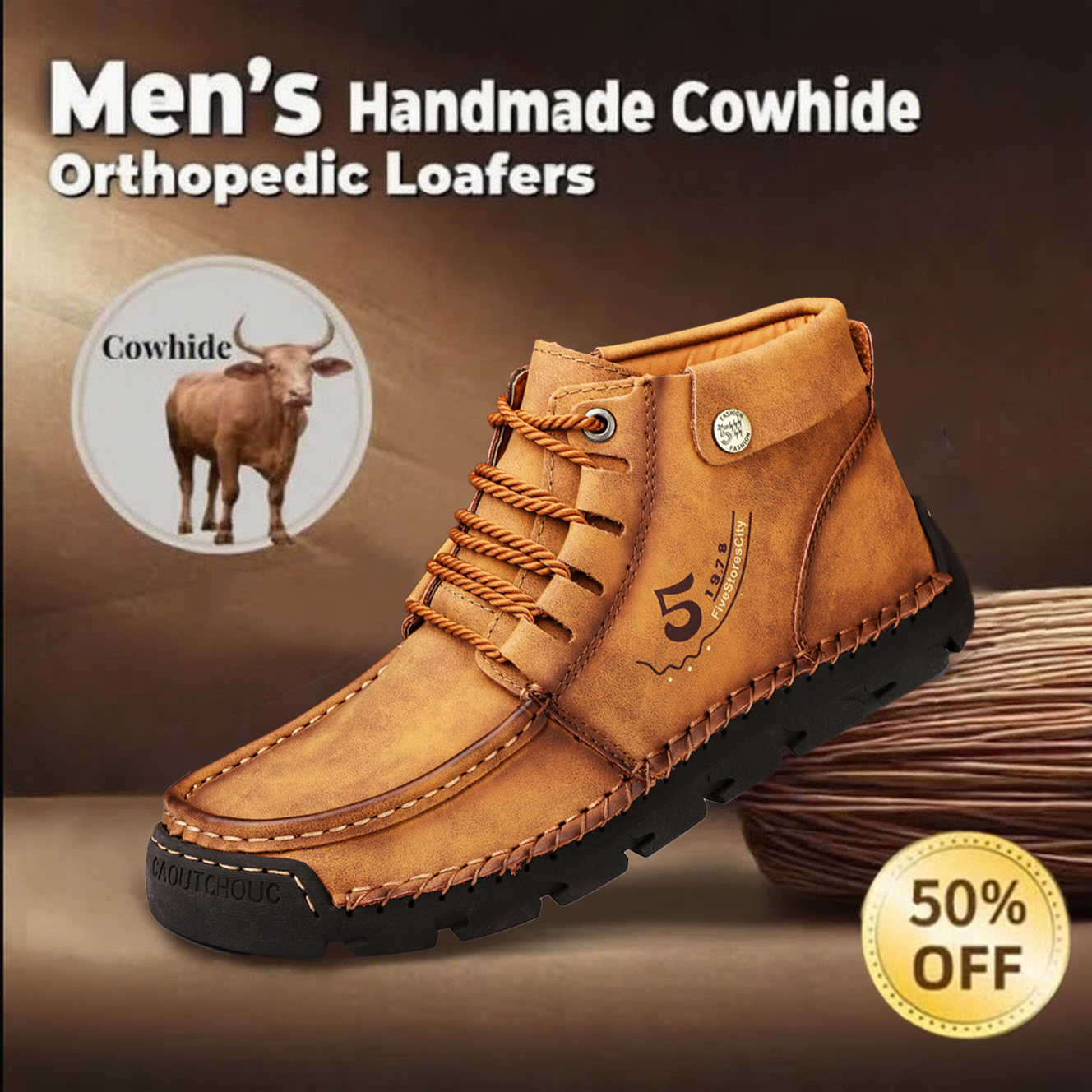 🔥Today 70% off🔥Men's genuine leather waterproof non-slip fashionable orthopedic shoes