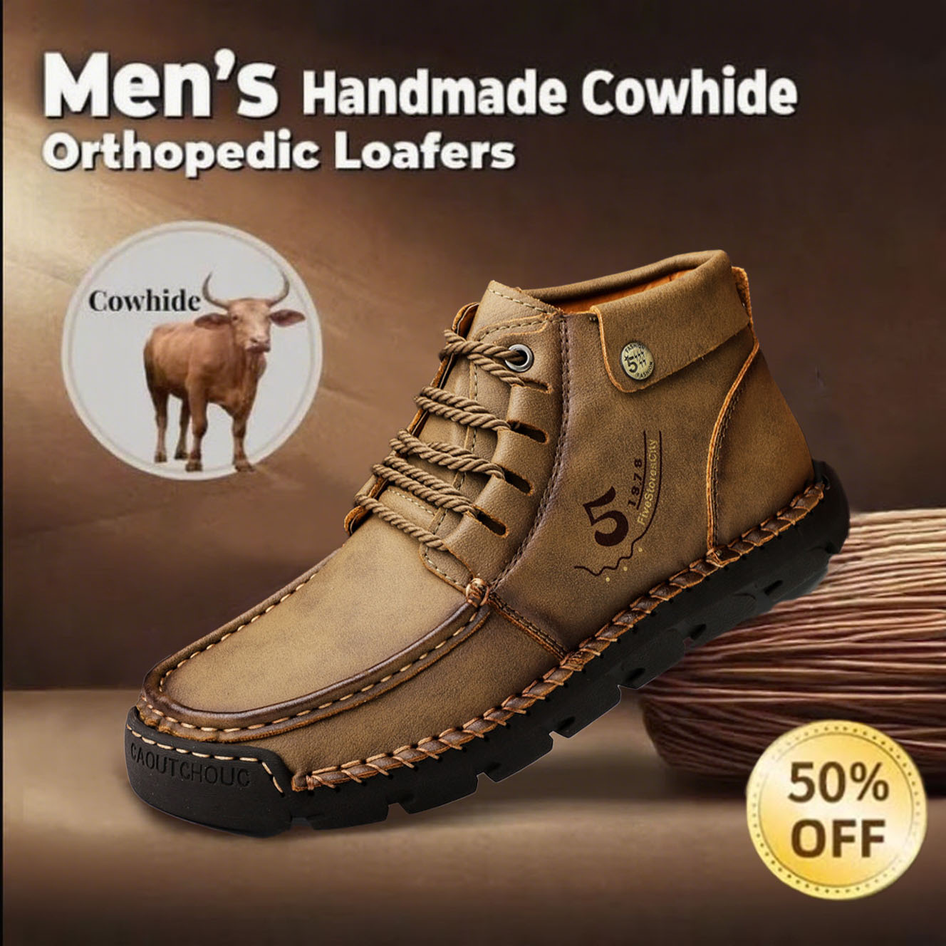 🔥Today 70% off🔥Men's genuine leather waterproof non-slip fashionable orthopedic shoes