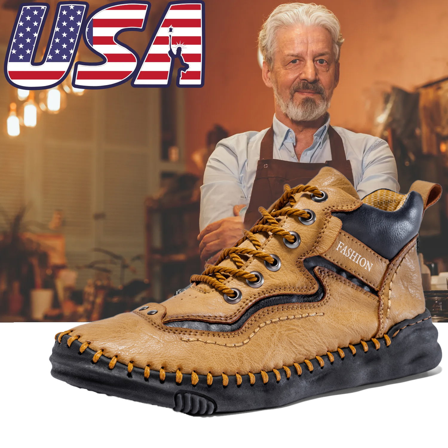 ⏰Limited Time Sale 70% OFF-Men's comfortable non-slip leather shoes with arch support and hand-sewn