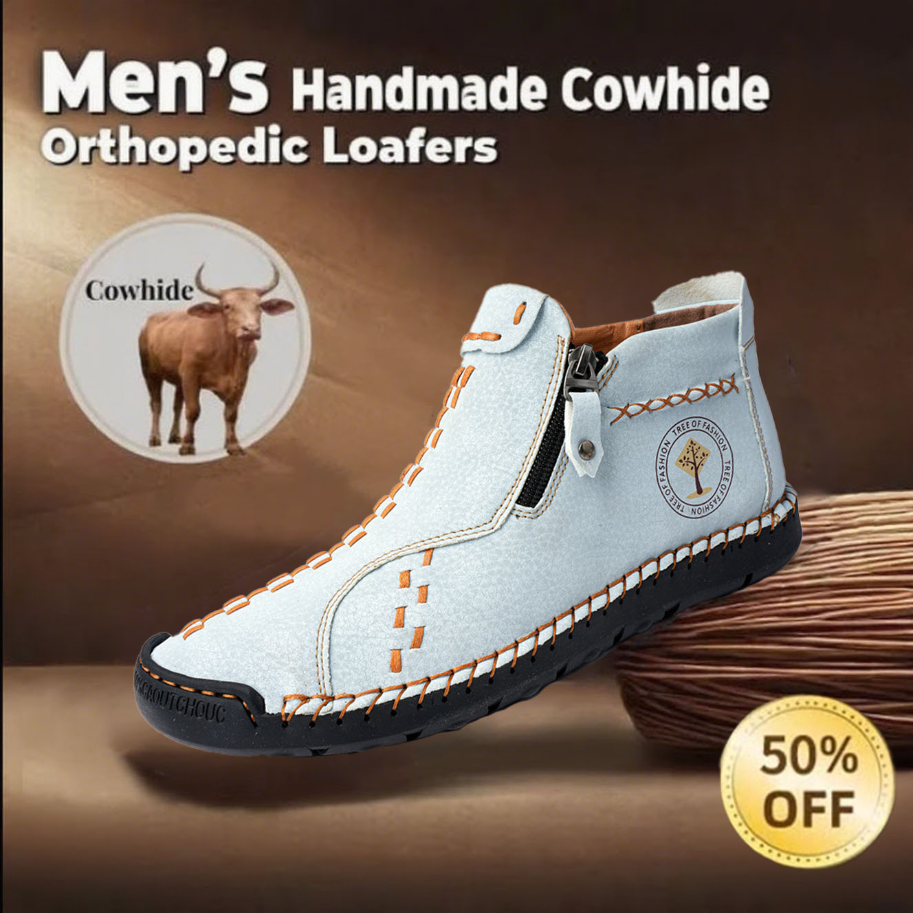 ⏰Last Day 70% OFFCasual leather arch support non-slip wear-resistant high-top loafers