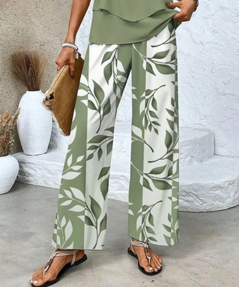 Sleeveless double layer vest pants two piece set