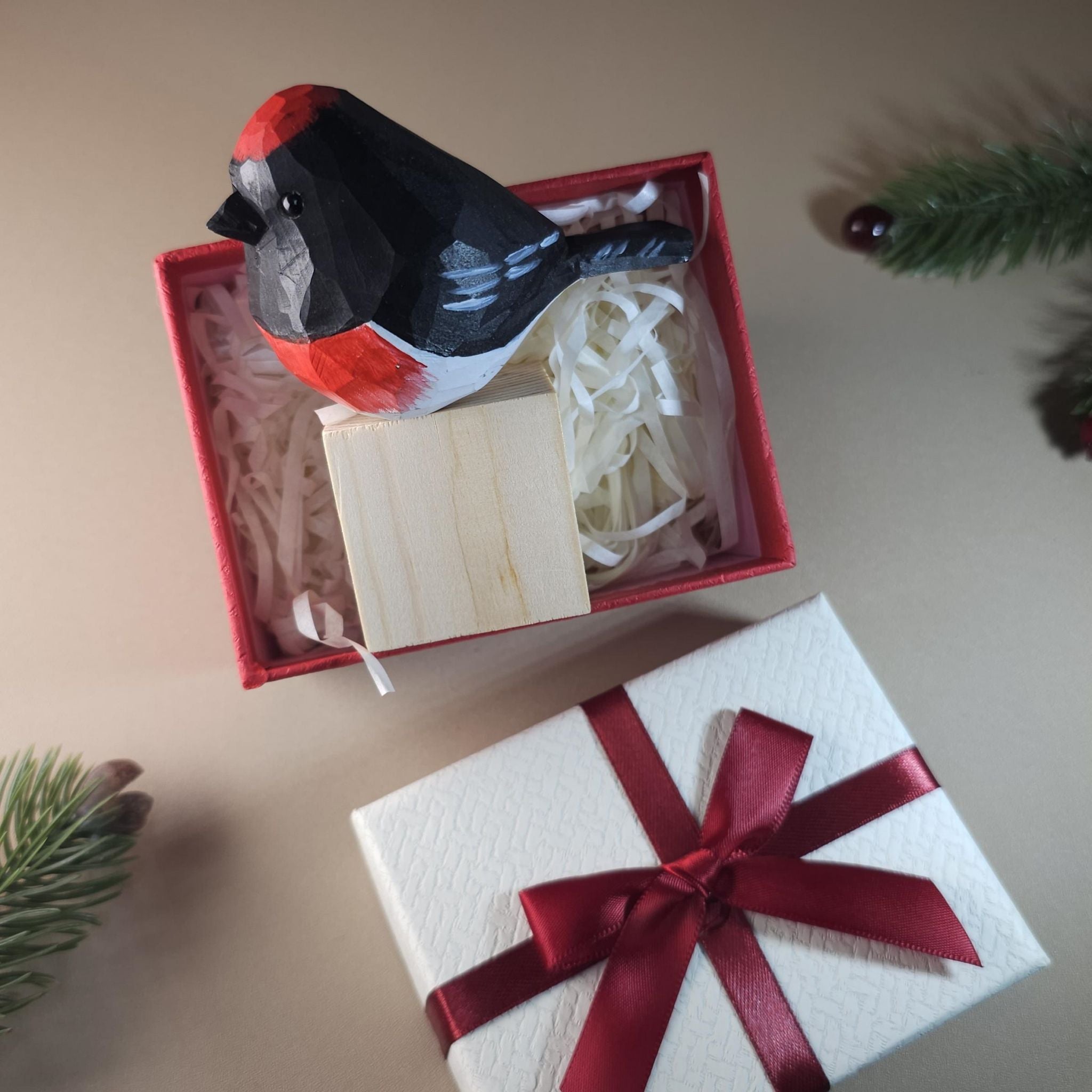 Bird Figurine comes with wooden stand and gift box packaging