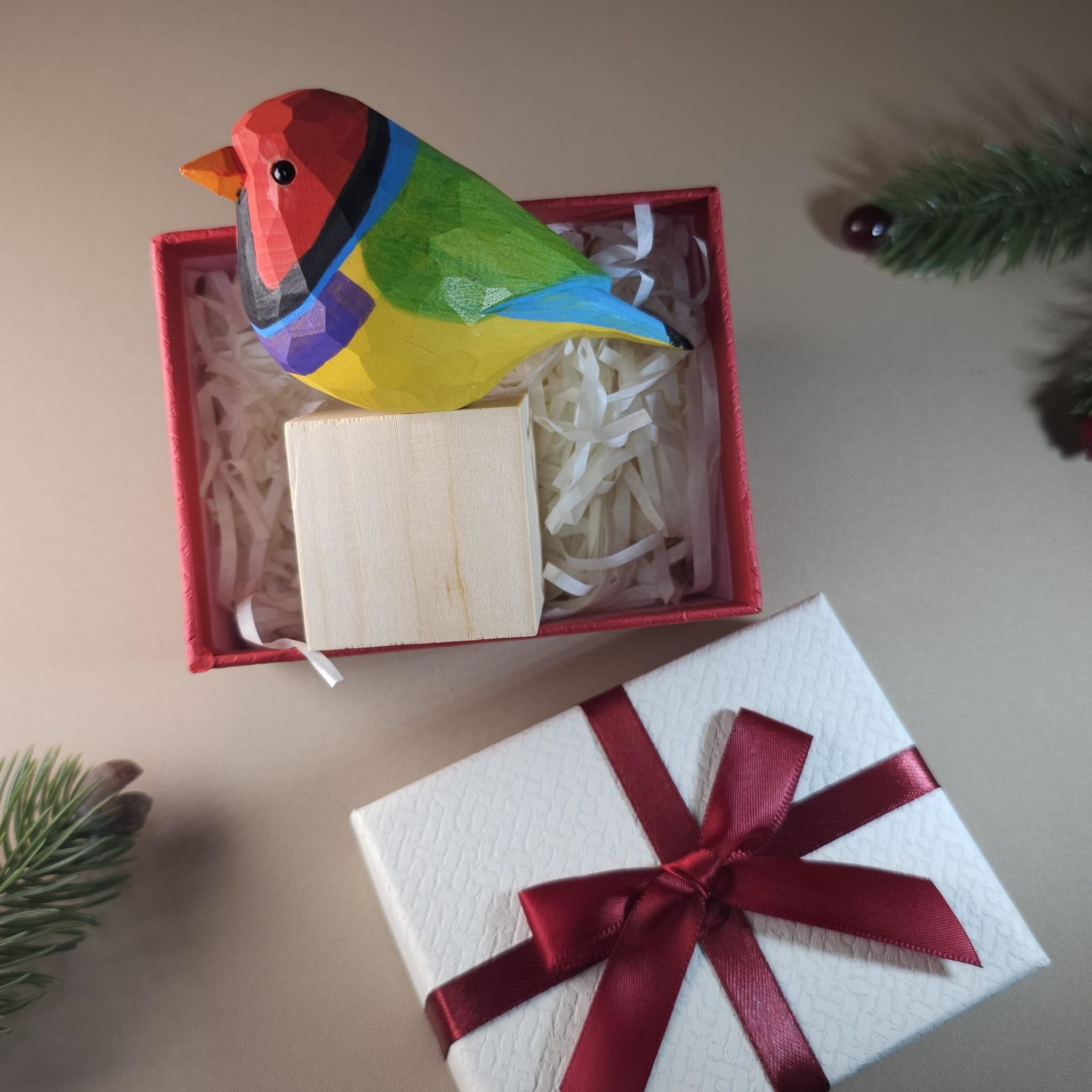Bird Figurine comes with wooden stand and gift box packaging