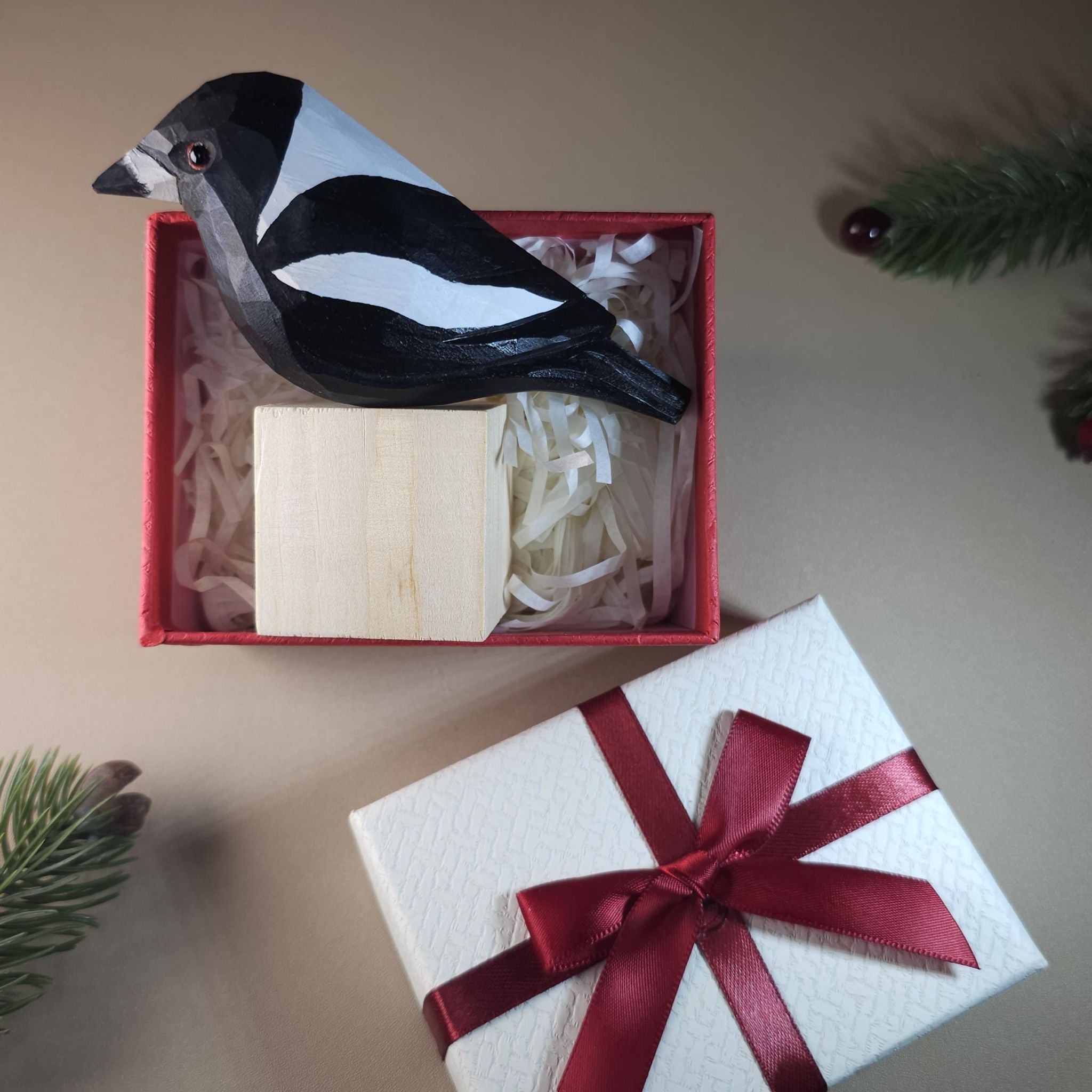 Bird Figurine comes with wooden stand and gift box packaging