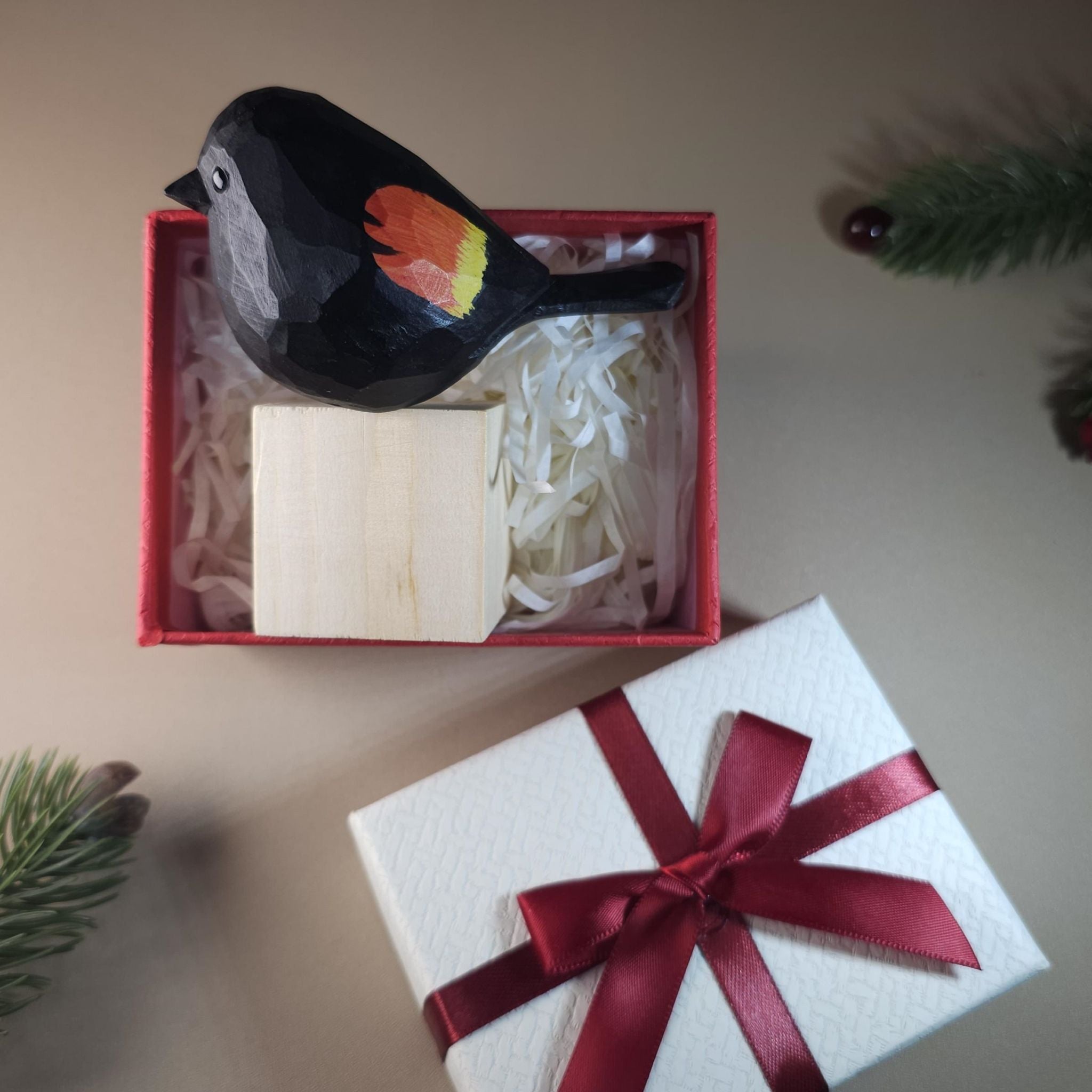 Bird Figurine comes with wooden stand and gift box packaging