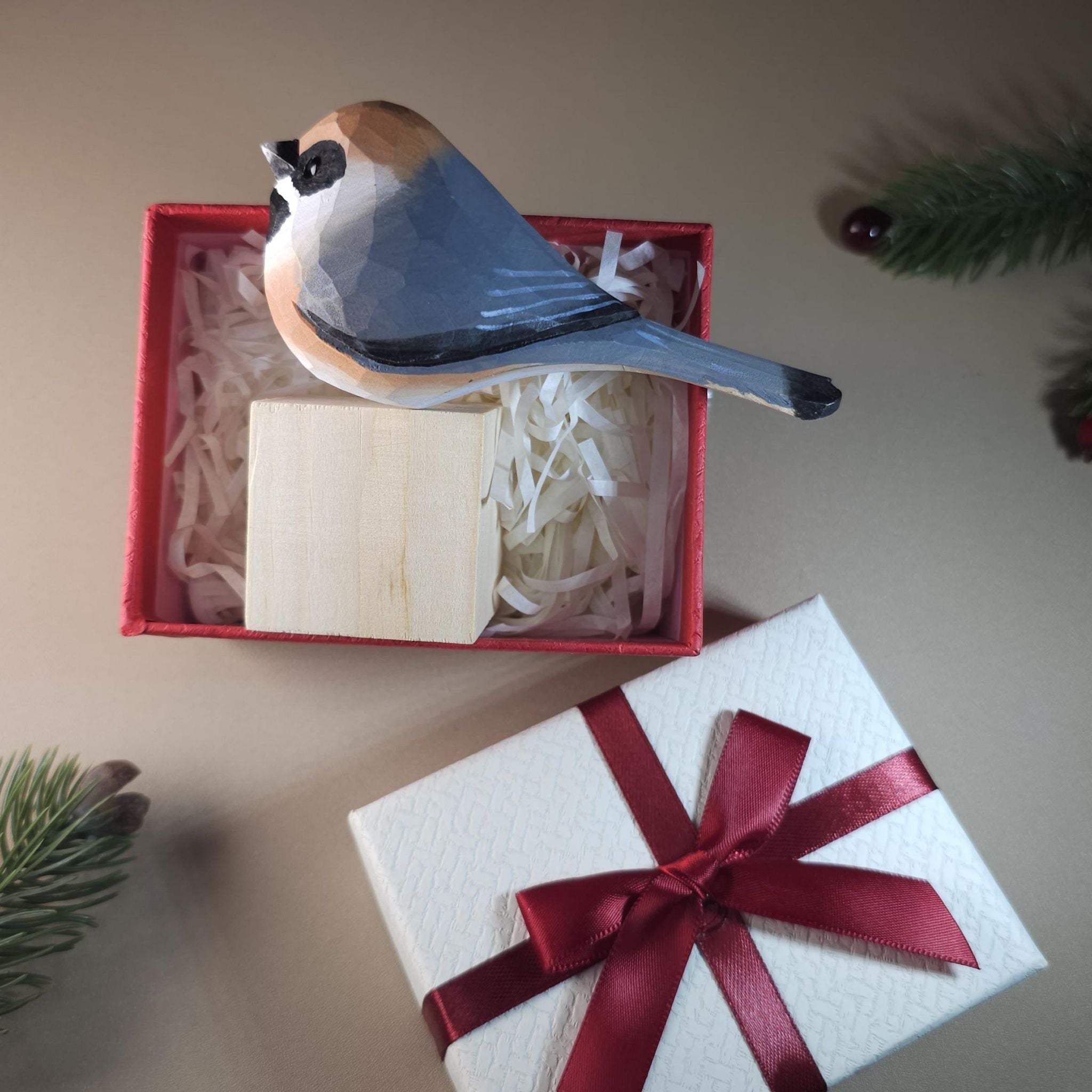 Bird Figurine comes with wooden stand and gift box packaging